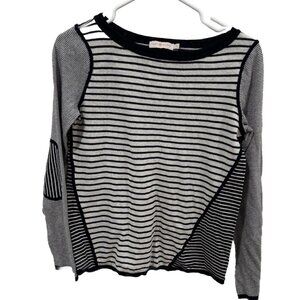 Tory‎ Burch Navy and white striped sweater with elbow patches size Small S